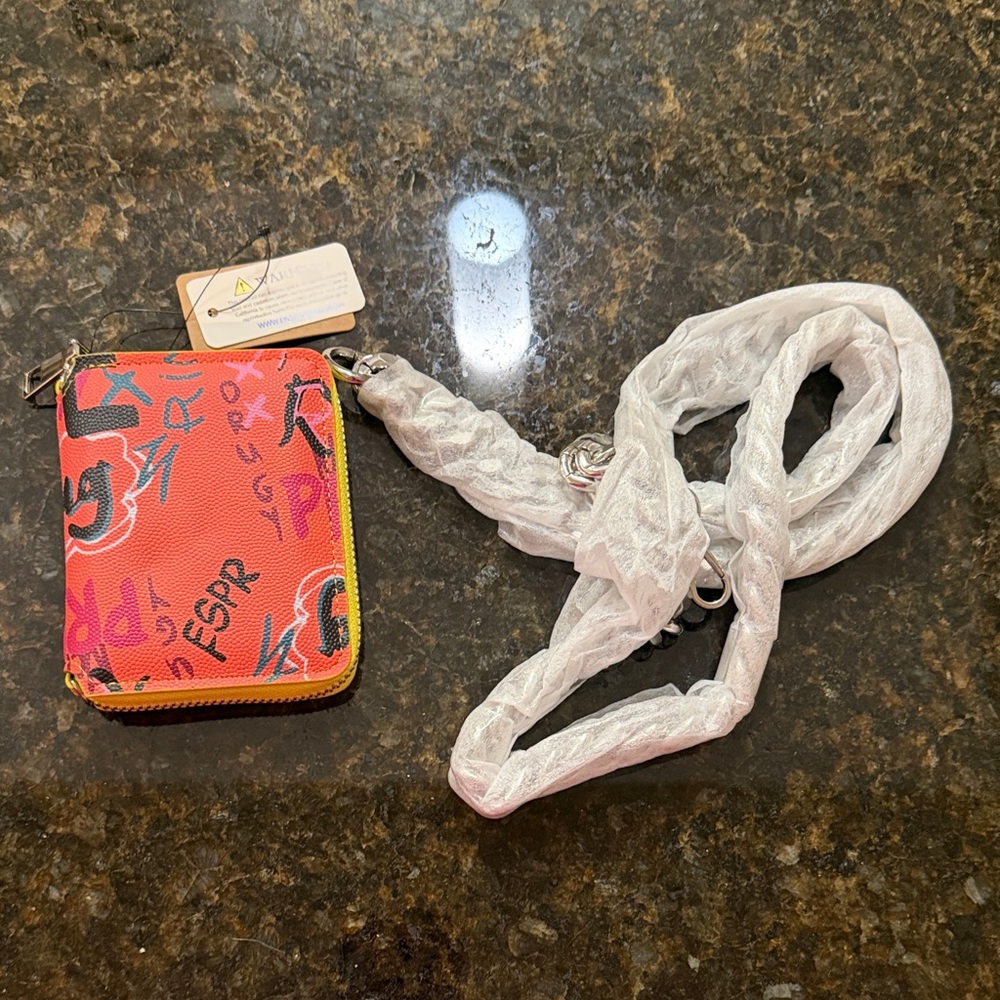 Graphic Wallet with Silver Chain Strap - New